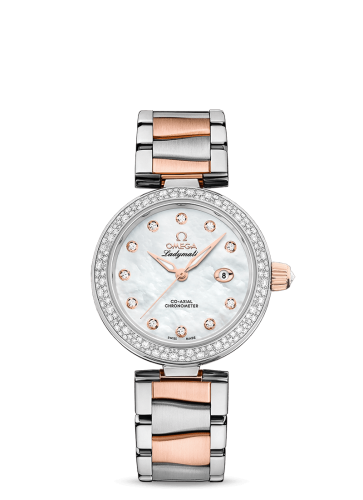 Omega LadyMatic Co-Axial 34 Stainless Steel / Sedna Gold / Diamond / MOP / Bracelet